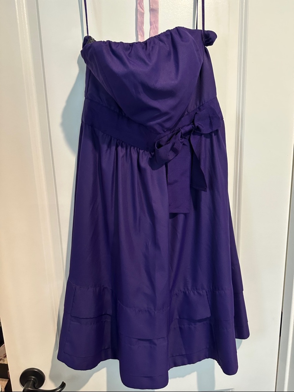 The Limited Purple Strapless Evening Dress with Waist Tie
